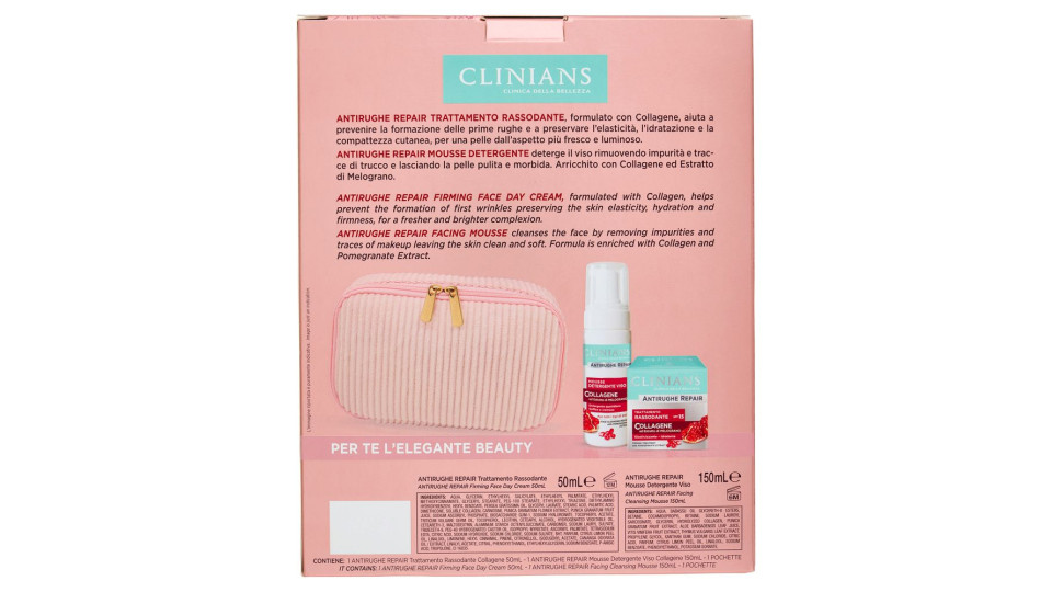 Clinians Antirughe Repair Collagene Trattamento Rassodante 50 Ml + Mousse Detergente Viso 150 Ml