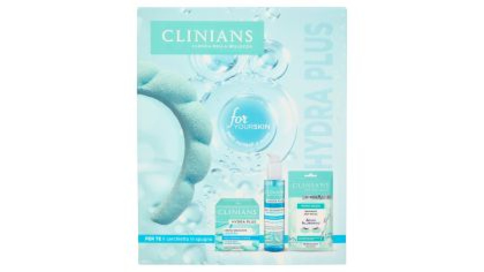 Clinians Hydra Plus Crema Idratante Leggera 50 Ml + Gel Detergente Rinfrescante 150 Ml + Patch Occhi