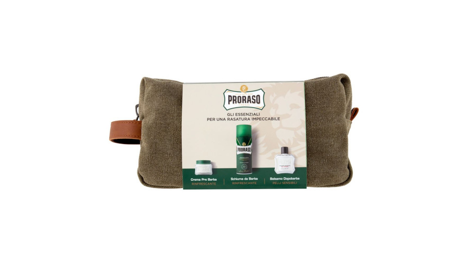 Proraso Set Rasatura Completa Crema Pre Barba 100ml, Schiuma Da Barba 400ml, Balsamo Dopobarba 100ml