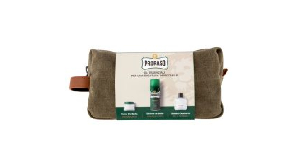 Proraso Set Rasatura Completa Crema Pre Barba 100ml, Schiuma Da Barba 400ml, Balsamo Dopobarba 100ml