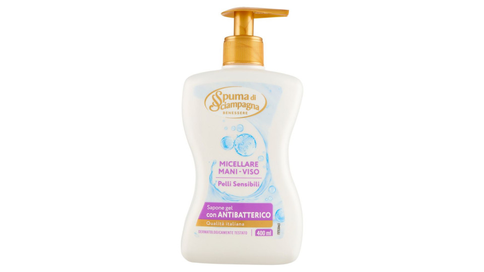 Spuma Di Sciampagna Benessere Sapone Gel Micellare Mani-viso Pelli Sensibili 400 Ml