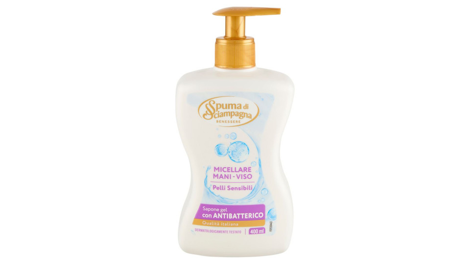 Spuma Di Sciampagna Benessere Sapone Gel Micellare Mani-viso Pelli Sensibili 400 Ml