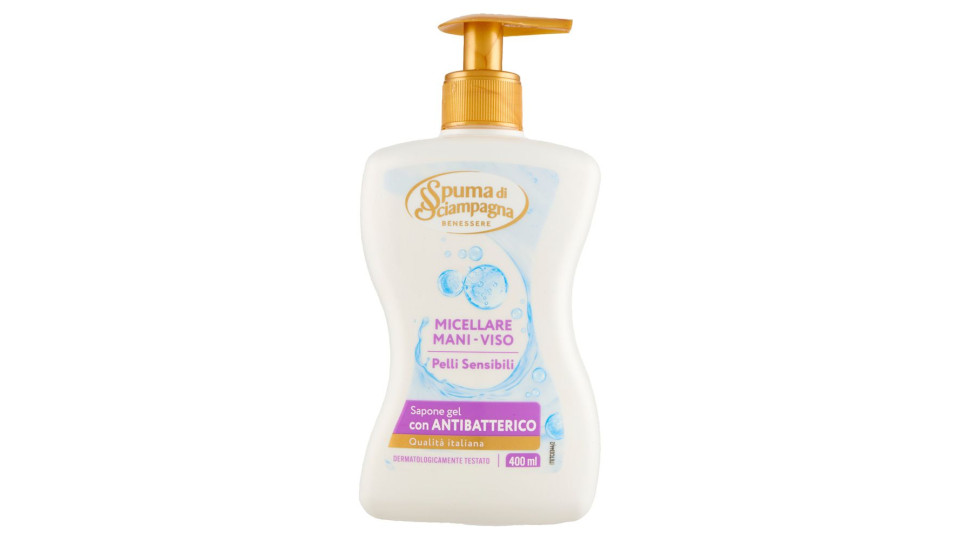 Spuma Di Sciampagna Benessere Sapone Gel Micellare Mani-viso Pelli Sensibili 400 Ml