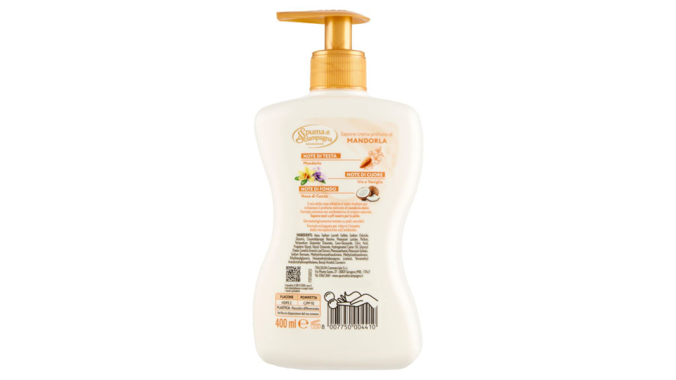 Spuma Di Sciampagna Benessere Sapone Crema Marsiglia 400 Ml