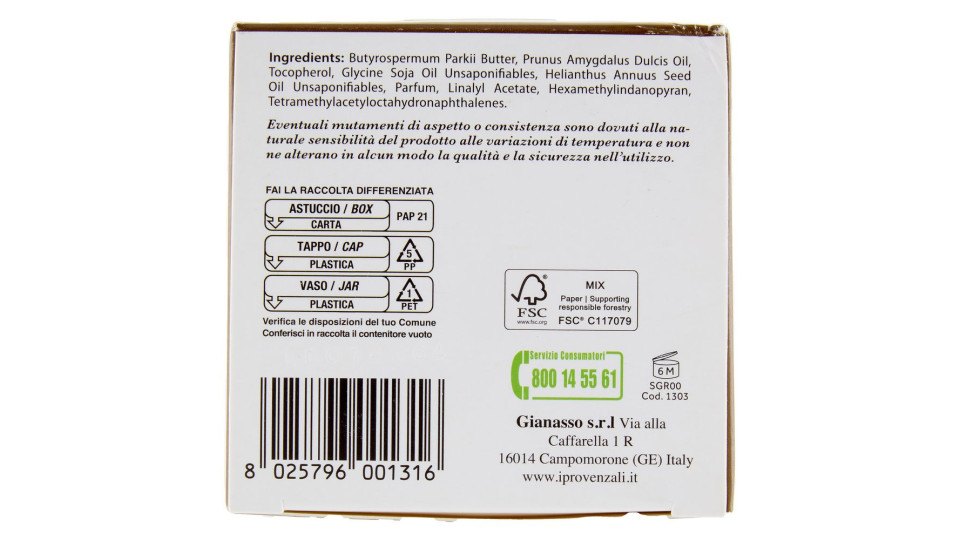 I Provenzali Burro Di Karité Trattamento Naturale Per Viso E Corpo Pelli Secche E Screpolate 100 Ml