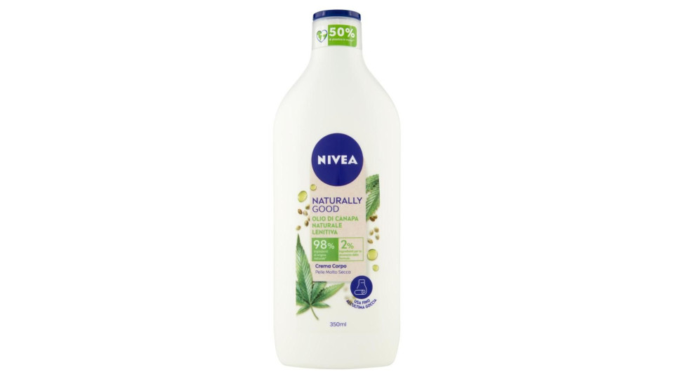 Nivea Naturally Good Crema Corpo Olio Di Canapa Naturale Lenitiva Pelle Molto Secca 350 Ml