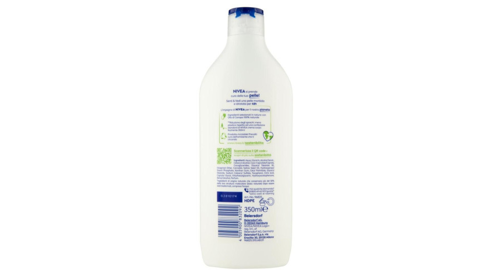 Nivea Naturally Good Crema Corpo Olio Di Canapa Naturale Lenitiva Pelle Molto Secca 350 Ml