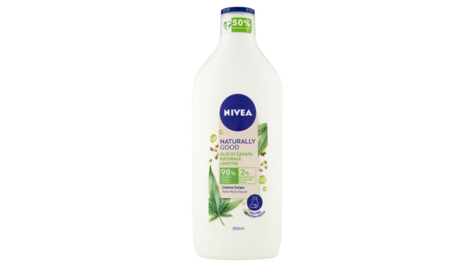 Nivea Naturally Good Crema Corpo Olio Di Canapa Naturale Lenitiva Pelle Molto Secca 350 Ml