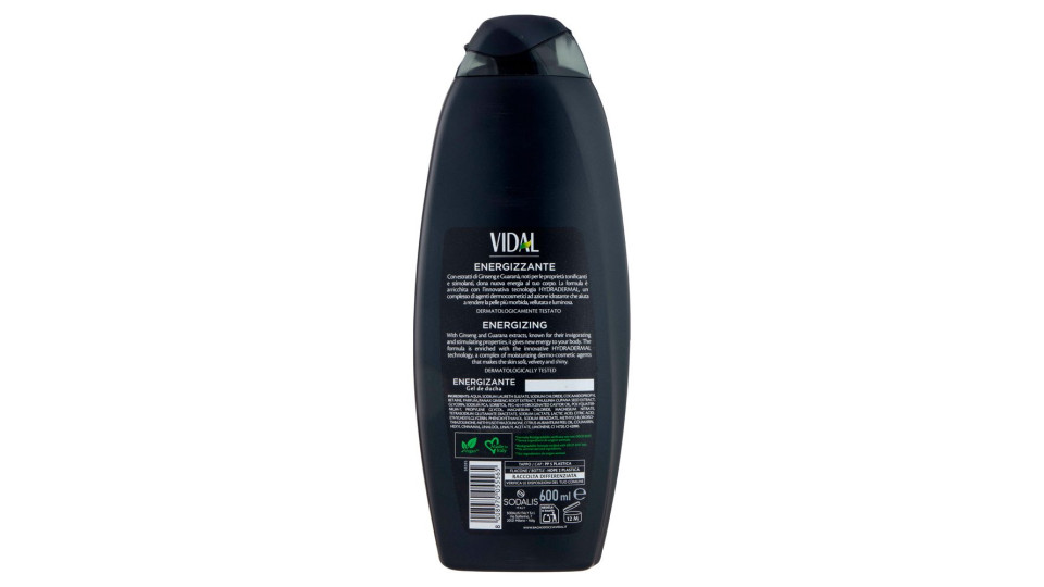 Vidal Energy & Sport Bagnodoccia Energizzante Ginseng E Guaranà 600 Ml