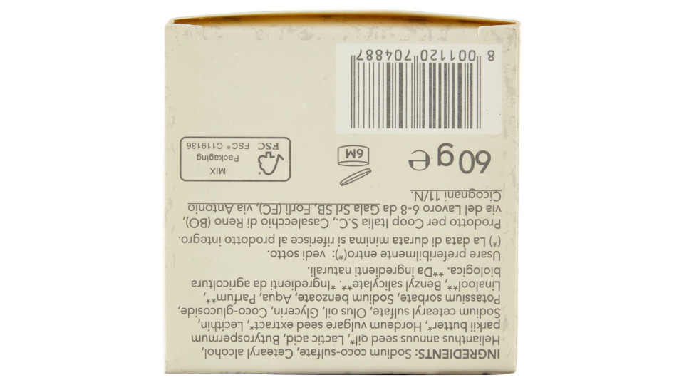 Detergente Solido Viso E Corpo Con Orzo E Burro Di Karitè Biologici 60 G
