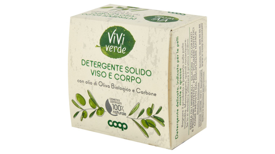 Detergente Solido Viso E Corpo Con Olio Di Oliva Biologico E Carbone 60 G