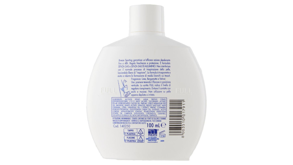 Breeze Sporting Deodorante Profumato 48h 100 Ml
