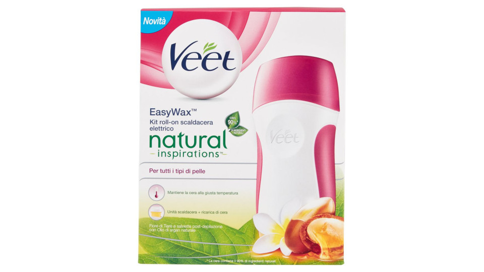 Veet Kit Roll-on Scaldacera Elettrico Easy Wax Natural Inspiration Con 12 Strisce