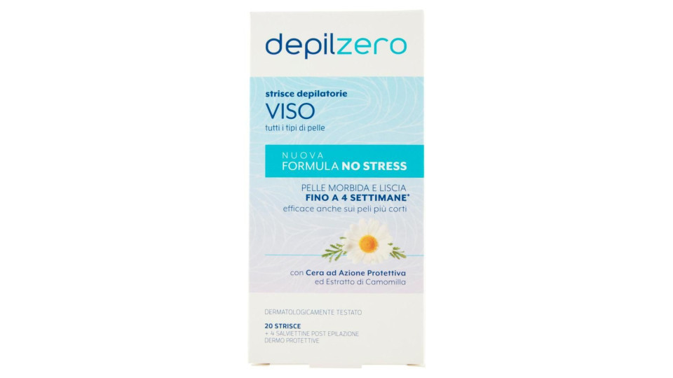 Depilzero Strisce Depilatorie Viso 20 Strisce + 4 Salviettine