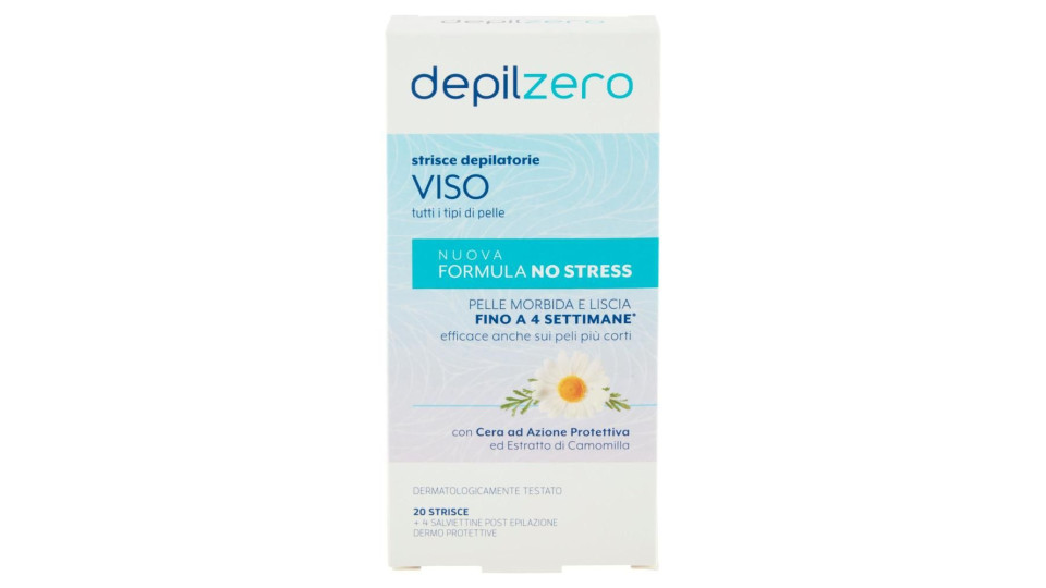 Depilzero Strisce Depilatorie Viso 20 Strisce + 4 Salviettine