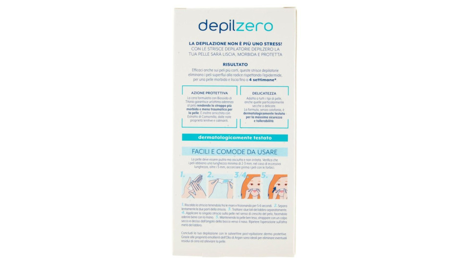 Depilzero Strisce Depilatorie Viso 20 Strisce + 4 Salviettine