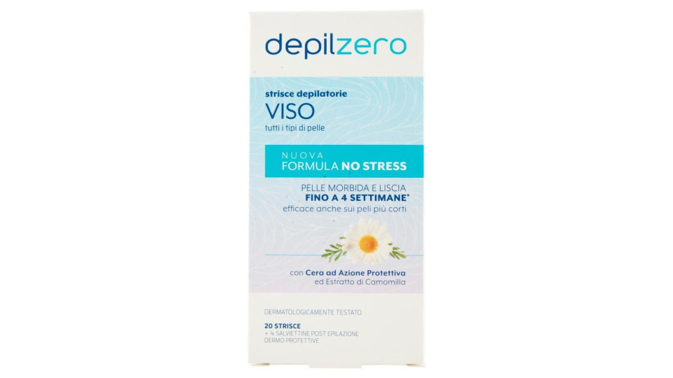 Depilzero Strisce Depilatorie Viso 20 Strisce + 4 Salviettine