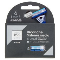 Man Ricariche Sistema Rasoio 6 Lame Trattate Al Diamante* + 1 Lama Di Precisione 4 Pz