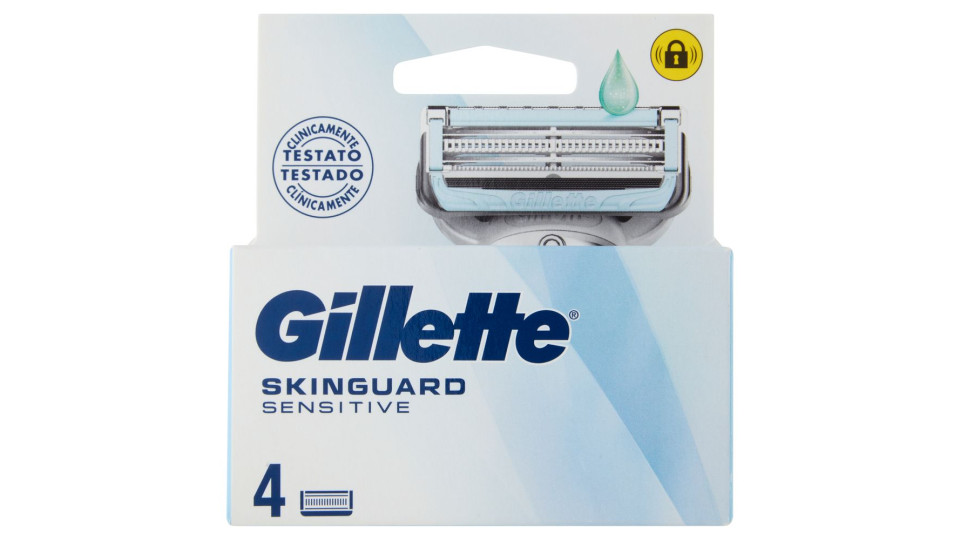 Gillette Skinguard Sensitive Lamette Di Ricambio Per Rasoio Da Uomo, 4 Ricariche