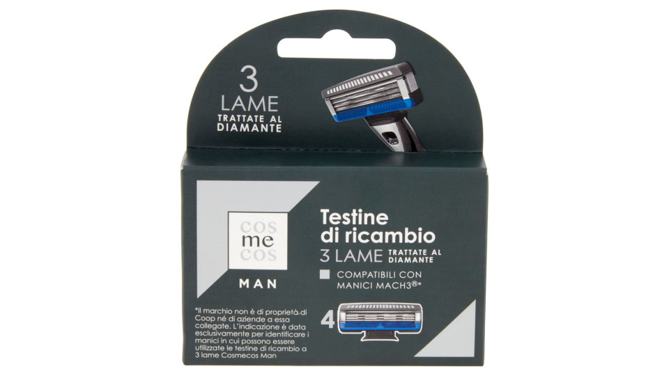 Man Testine Di Ricambio 3 Lame Trattate Al Diamante Compatibili Con Manici Mach3* 4 Pz