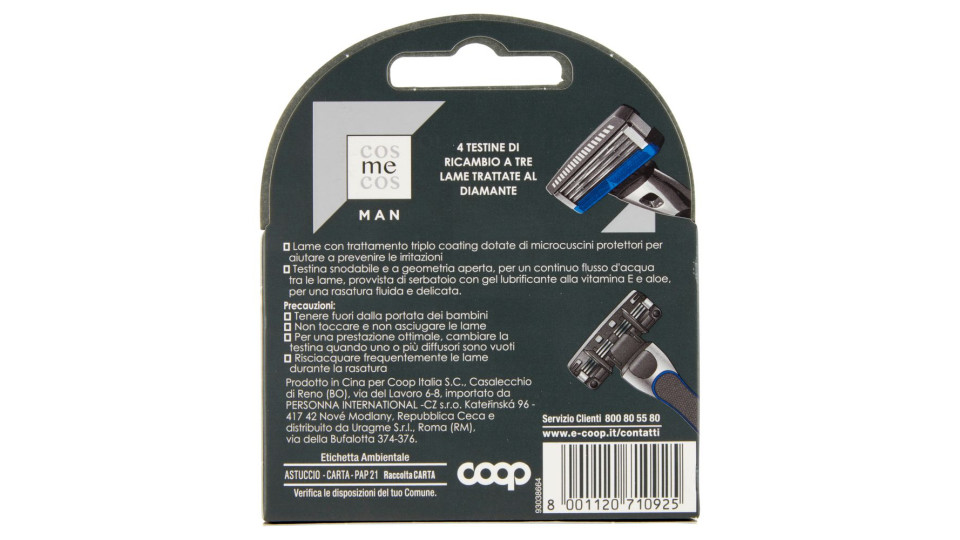 Man Testine Di Ricambio 3 Lame Trattate Al Diamante Compatibili Con Manici Mach3* 4 Pz