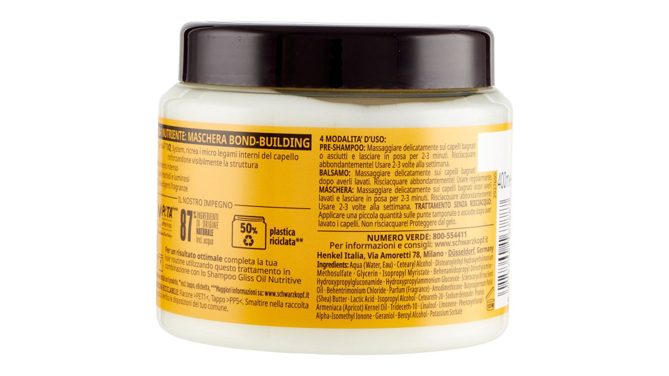 Gliss 4-in-1 Nutriente Maschera Bond-building Per Capelli 400 Ml