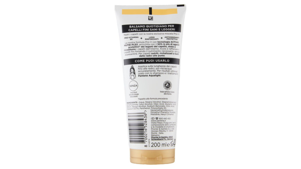 Pantene Pro-v Aqua Light Balsamo Active Nutri-plex 200 Ml