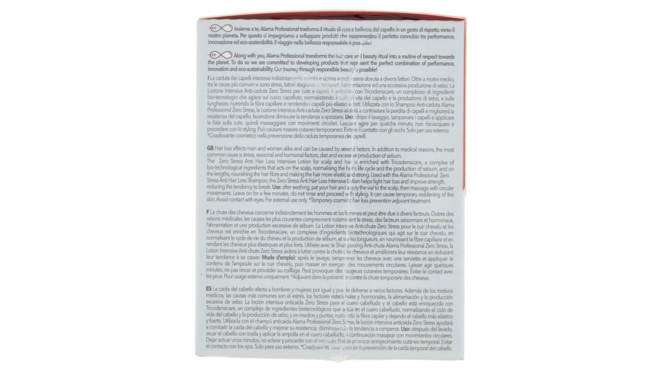 Alama Professional Zero Stress Intensive Lotion Con Tricodensicare Anti Caduta* 12 X 6 Ml
