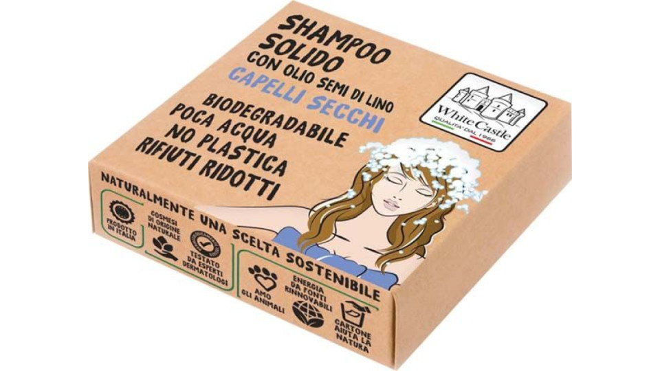 Shampoo Solido Con Olio Di Semi Di Lino - Capelli Secchi White Castle 80 G