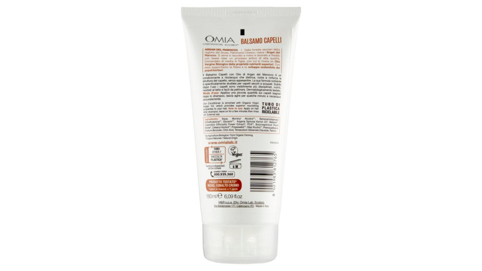 Omia Laboratori Ecobio Balsamo Capelli Ecobiologico Argan Del Marocco Nutriente 180 Ml