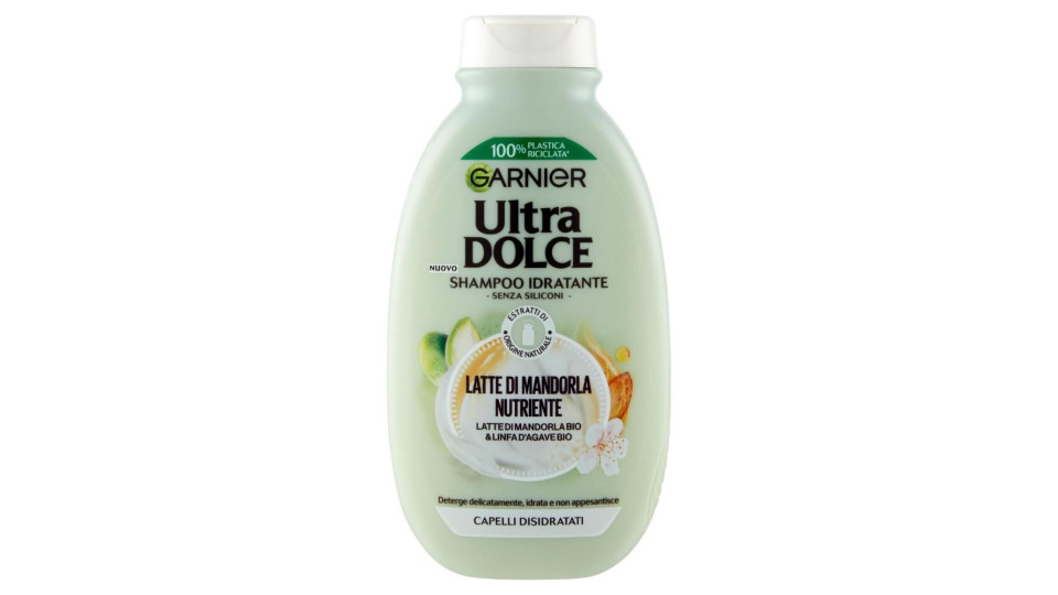 Garnier Ultra Dolce Shampoo Latte Di Mandorla, Shampoo Nutriente Per Capelli Normali, 250 Ml