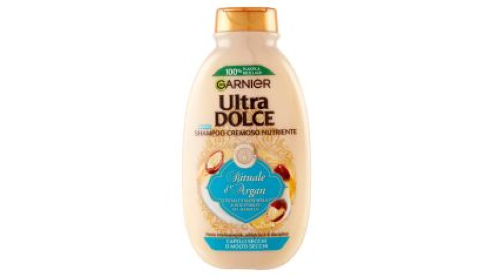 Garnier Ultra Dolce Shampoo Con Crema Di Mandorla E Olio D'argan Per Capelli Molto Secchi, 250 Ml