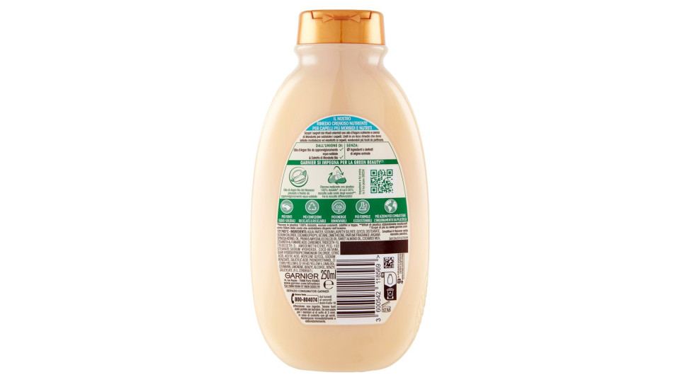 Garnier Ultra Dolce Shampoo Con Crema Di Mandorla E Olio D'argan Per Capelli Molto Secchi, 250 Ml