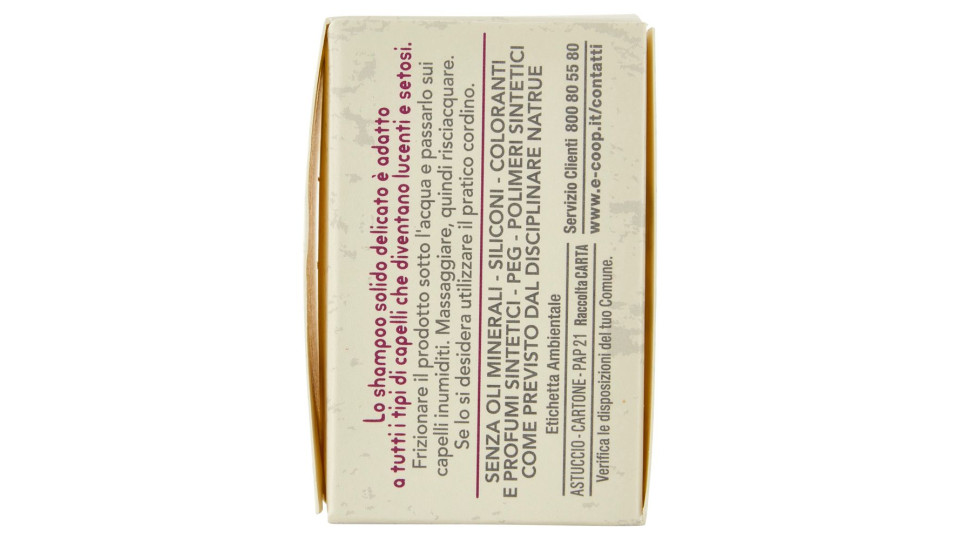 Shampoo Solido Delicato Per Tutti I Tipi Di Capelli 60 G