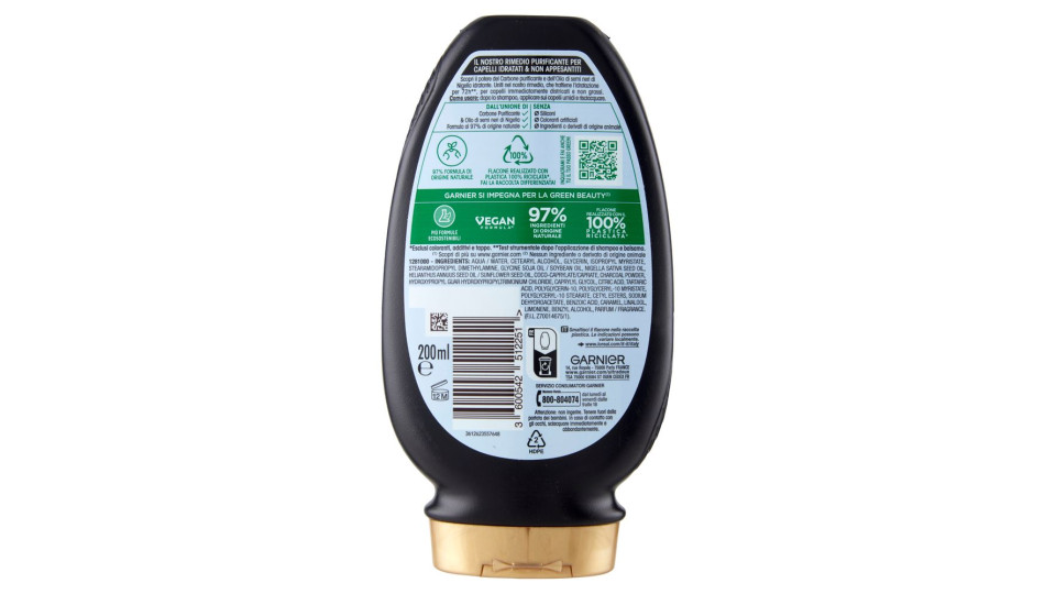 Garnier Ultra Dolce Balsamo Purificante E Idratante Carbone Magnetico, 200 Ml
