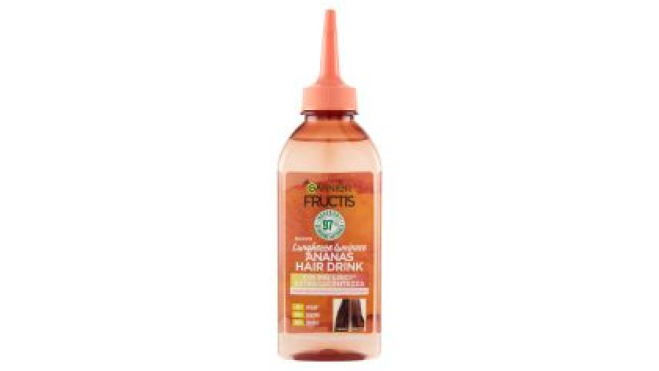 Garnier Fructis Hair Drink Ananas Lunghezze Luminose Balsamo Lamellare Con Estratto Di Ananas, 200ml