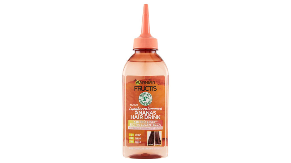 Garnier Fructis Hair Drink Ananas Lunghezze Luminose Balsamo Lamellare Con Estratto Di Ananas, 200ml