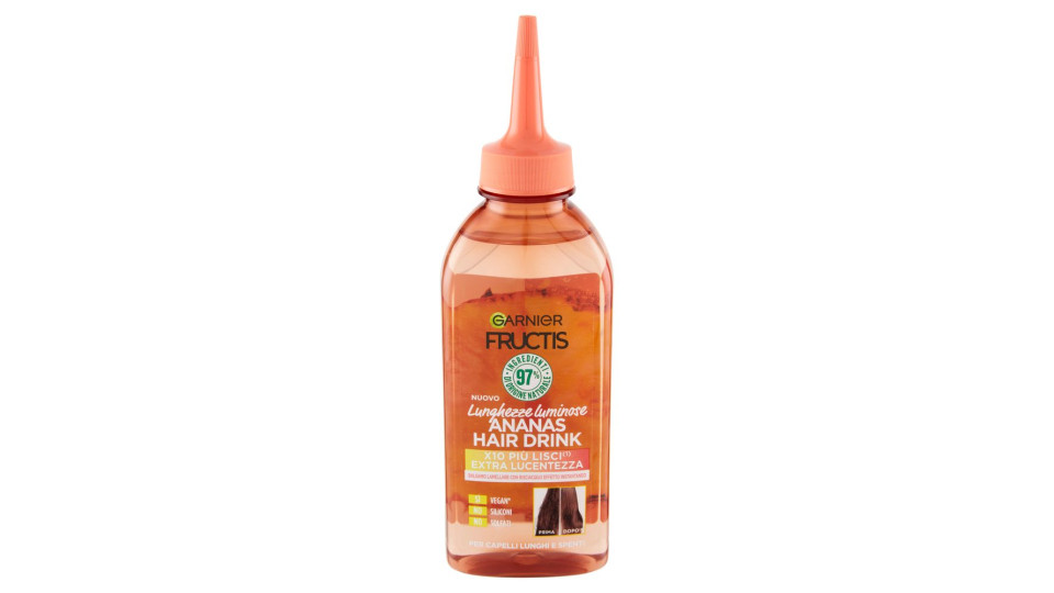 Garnier Fructis Hair Drink Ananas Lunghezze Luminose Balsamo Lamellare Con Estratto Di Ananas, 200ml