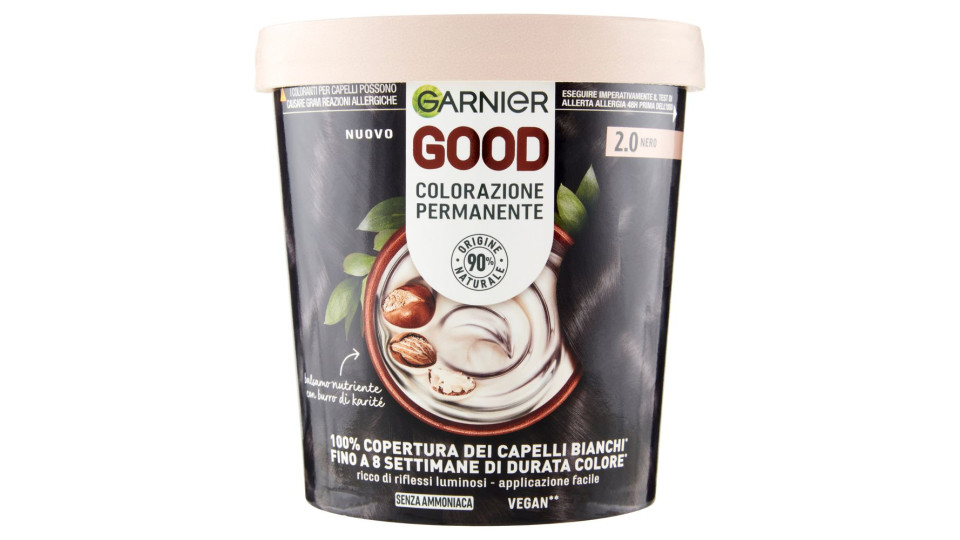 Garnier Good 2.0 Nero, Colorazione Permanente Senza Ammoniaca, 90% Origine Naturale