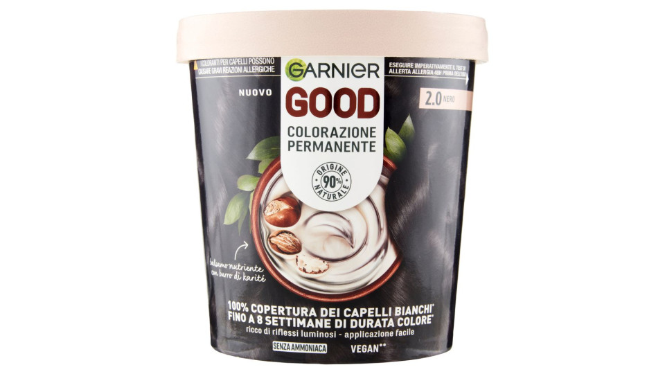 Garnier Good 2.0 Nero, Colorazione Permanente Senza Ammoniaca, 90% Origine Naturale