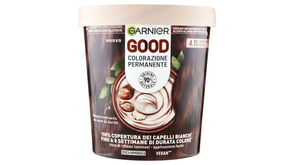 Garnier Good 4.15 Castano Freddo Nocciola, Colorazione Permanente Senza Ammoniaca