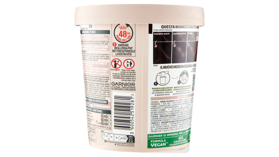 Garnier Good 4.15 Castano Freddo Nocciola, Colorazione Permanente Senza Ammoniaca