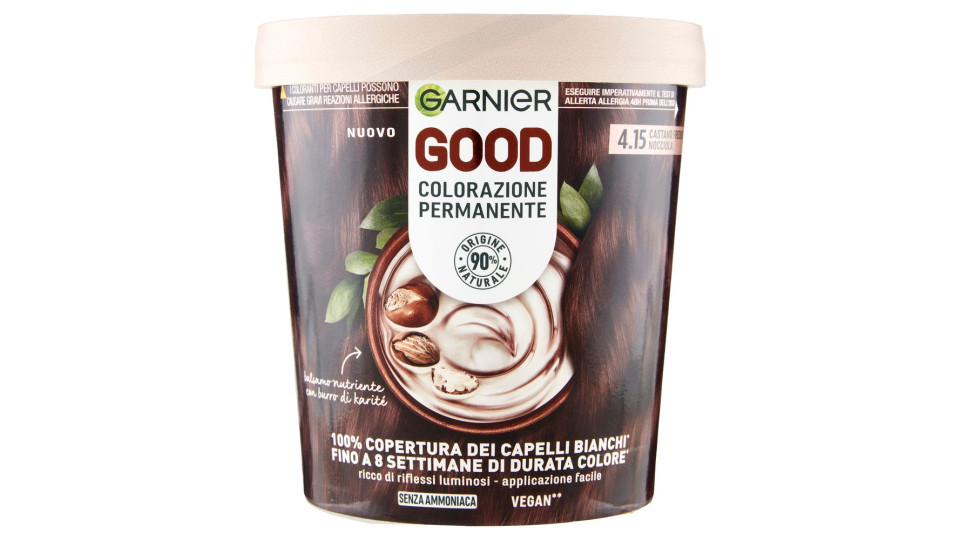Garnier Good 4.15 Castano Freddo Nocciola, Colorazione Permanente Senza Ammoniaca