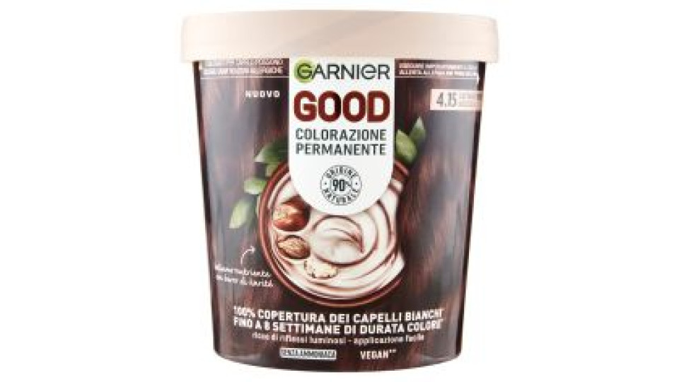 Garnier Good 4.15 Castano Freddo Nocciola, Colorazione Permanente Senza Ammoniaca