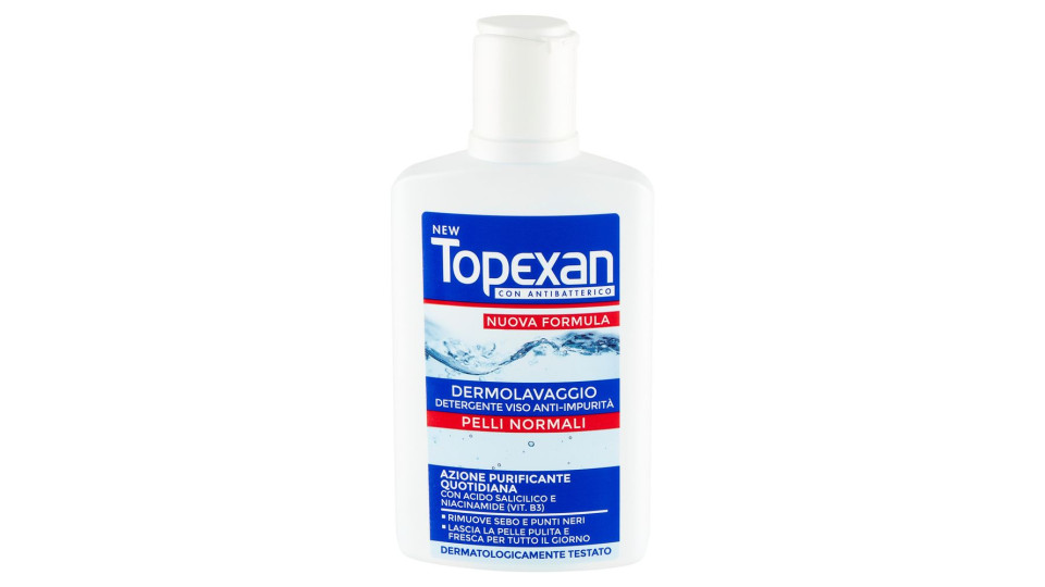 New Topexan Con Antibatterico Dermolavaggio Detergente Viso Anti-impurità Pelli Normali 150 Ml