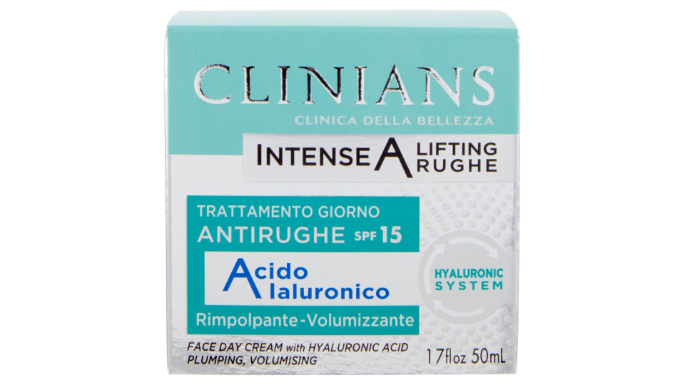 Clinians Intense A Lifting Rughe Trattamento Giorno Antirughe Spf 15 Acido Ialuronico 50 Ml
