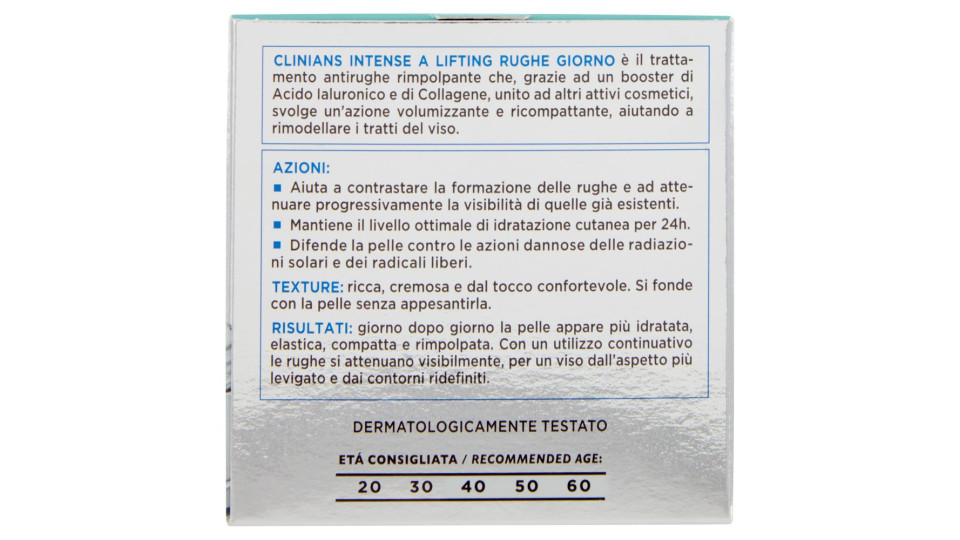 Clinians Intense A Lifting Rughe Trattamento Giorno Antirughe Spf 15 Acido Ialuronico 50 Ml