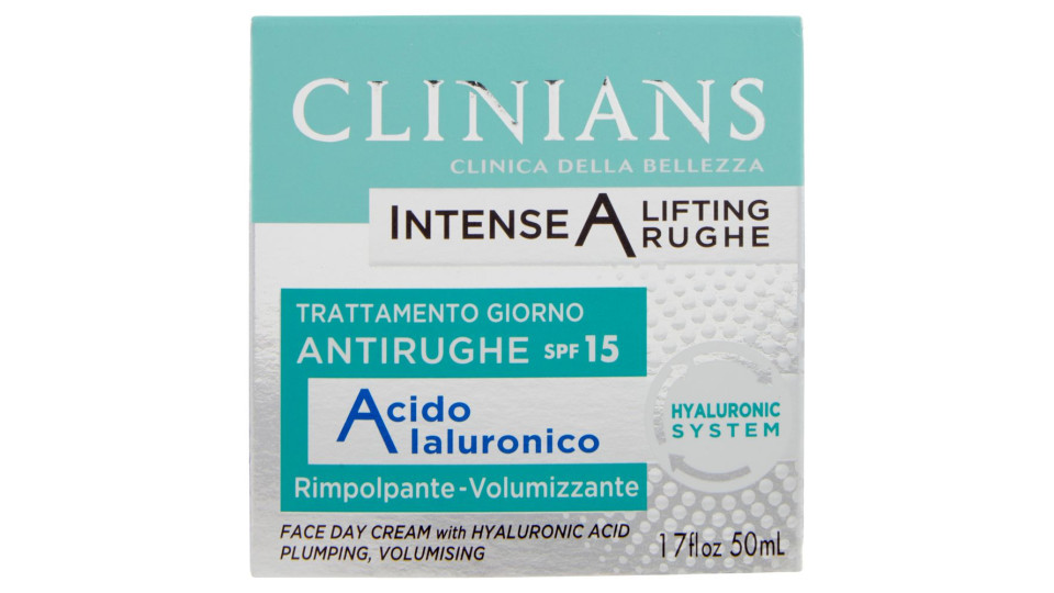 Clinians Intense A Lifting Rughe Trattamento Giorno Antirughe Spf 15 Acido Ialuronico 50 Ml