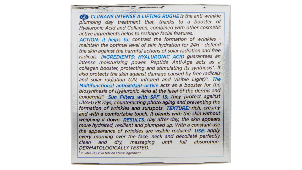 Clinians Intense A Lifting Rughe Trattamento Giorno Antirughe Spf 15 Acido Ialuronico 50 Ml