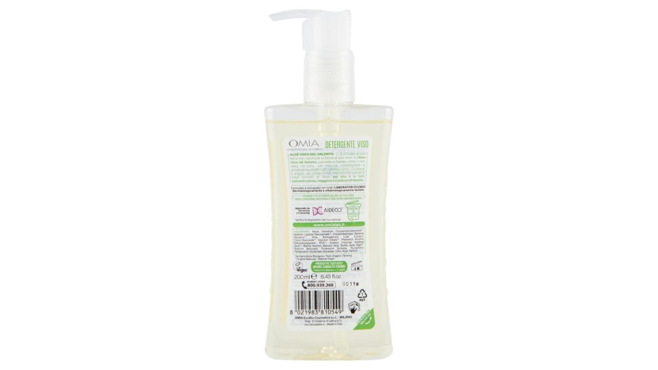 Omia Laboratori Ecobio Detergente Viso Idratante Equilibrante Aloe Vera 200 Ml